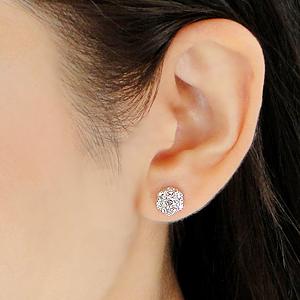 K18 YG WG 1.00ct ダイヤモンド ピアス  送料無料 18金 K18 18金 18金 ゴールド 花 人気 可愛い プレゼント オシャレ スタッドピアス 豪華 ラウンド ALH-0109の画像