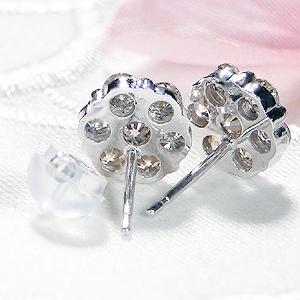 K18 YG WG 1.00ct ダイヤモンド ピアス  送料無料 18金 K18 18金 18金 ゴールド 花 人気 可愛い プレゼント オシャレ スタッドピアス 豪華 ラウンド ALH-0109の画像