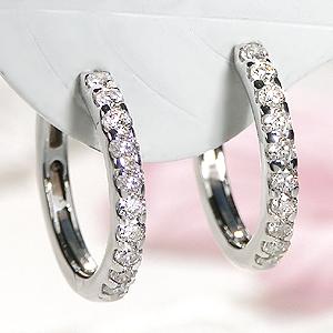 K18 YG WG 0.50ct ダイヤモンド エタニティ フープ ピアス 送料無料 18金 K18 18金 ゴールド 18金 人気 可愛い オシャレ 0.5ct キャッチレス サークル ALH-0124の画像