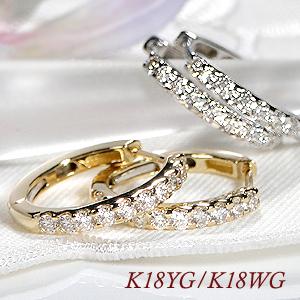 K18 YG WG 0.50ct ダイヤモンド エタニティ フープ ピアス 送料無料 18金 K18 18金 ゴールド 18金 人気 可愛い オシャレ 0.5ct キャッチレス サークル ALH-0124の画像