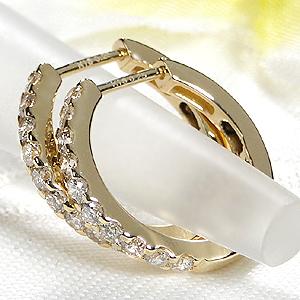 K18 YG WG 0.50ct ダイヤモンド エタニティ フープ ピアス 送料無料 18金 K18 18金 ゴールド 18金 人気 可愛い オシャレ 0.5ct キャッチレス サークル ALH-0124の画像