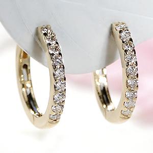 K18 YG WG 0.30ct ダイヤモンド エタニティ フープ ピアス 送料無料 18金 K18 18金 ゴールド 18金 人気 可愛い オシャレ 0.3ct キャッチレス サークル ALH-0125の画像