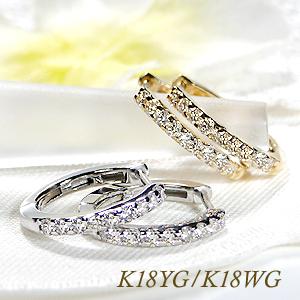 K18 YG WG 0.30ct ダイヤモンド エタニティ フープ ピアス 送料無料 18金 K18 18金 ゴールド 18金 人気 可愛い オシャレ 0.3ct キャッチレス サークル ALH-0125の画像