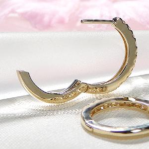 K18 YG WG 0.30ct ダイヤモンド エタニティ フープ ピアス 送料無料 18金 K18 18金 ゴールド 18金 人気 可愛い オシャレ 0.3ct キャッチレス サークル ALH-0125の画像
