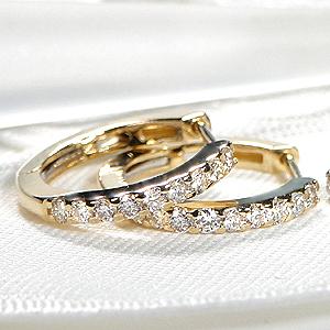 K18 YG WG 0.30ct ダイヤモンド エタニティ フープ ピアス 送料無料 18金 K18 18金 ゴールド 18金 人気 可愛い オシャレ 0.3ct キャッチレス サークル ALH-0125の画像