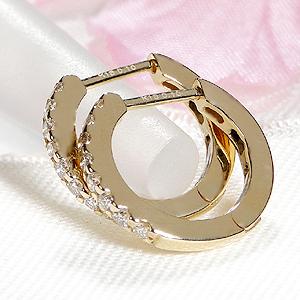 K18 YG WG 0.20ct ダイヤモンド エタニティ フープ ピアス 送料無料 18金 K18 18金 ゴールド 18金 人気 可愛い オシャレ 小さめ キャッチレス サークル ALH-0126の画像