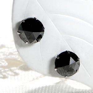 男女兼用 Pt900 1.0ct 一粒 ブラック ダイヤモンド ピアス 送料