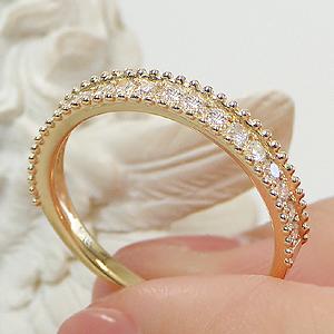 K18YG ミル打ち アンティーク ダイヤモンド エタニティ リング 0.30ct 18金 ゴールド イエローゴールド 指輪 ダイヤ エタ ドット ピンキー フチあり ALH-0138の画像