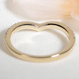 K18 YG V字 デザイン ダイヤモンド エタニティ リング 0.17ct 送料無料 華奢 ゴールド 18金 指輪 ダイヤ レディース ダイア 重ね着け 細め V Ｖライン ALH-0147の画像
