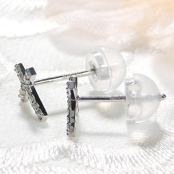K18 YG WG 0.1ct ダイヤモンド クロス ピアス 送料無料 18金 K18 18金 ゴールド 18金 人気 可愛い オシャレ 小さめ 十字架 プチピアス 細身 小さめ ALH-0177の画像