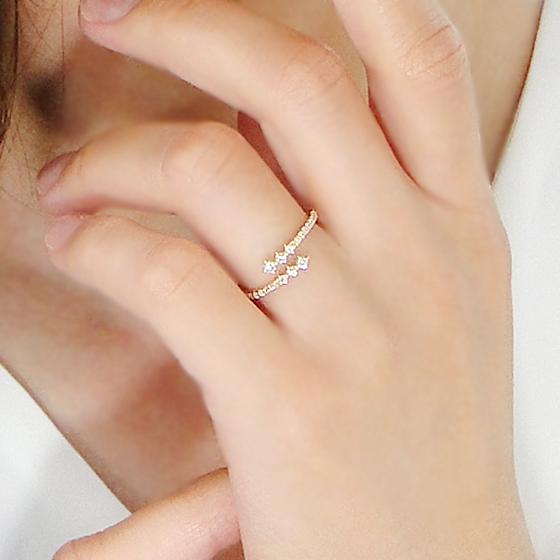K18YG ダイヤモンド オープンリング 0.20ct 送料無料 18金 K18 ゴールド 18金 K18 指輪 ダイヤ シンプル 人気 ダブルライン 二連風 2連風 細め ダイア ALH-0212の画像
