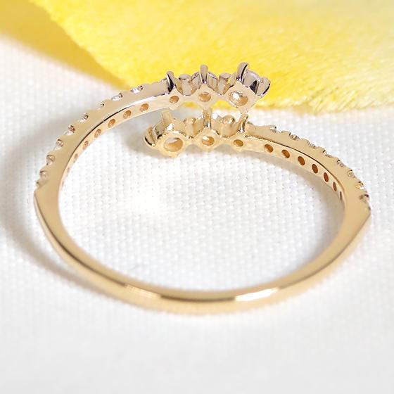 K18YG ダイヤモンド オープンリング 0.20ct 送料無料 18金 K18 ゴールド 18金 K18 指輪 ダイヤ シンプル 人気 ダブルライン 二連風 2連風 細め ダイア ALH-0212の画像