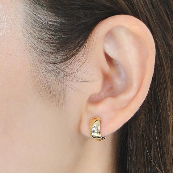K18YG 中折れ フープ ピアス 11.0mm 送料無料 18金 イエローゴールド 地金のみ レディース メンズ シンプル 男女兼用 定番 小さめ キャッチレス 簡単 ALH-0273の画像