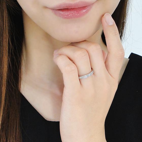 Pt900 ダイヤモンド エタニティ リング 1.0ct １カラット プラチナ 指輪 ダイヤ エタニティ ハーフエタ ジュエリー シンプル 人気 可愛い おすすめ ALH-0261の画像