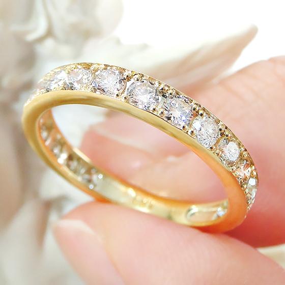 K18YG ダイヤモンド エタニティ リング 1.0ct K18 18金 ゴールド イエローゴールド 指輪 ダイヤ エタニティ ハーフエタ ジュエリー レディース ダイヤ ALH-0262の画像