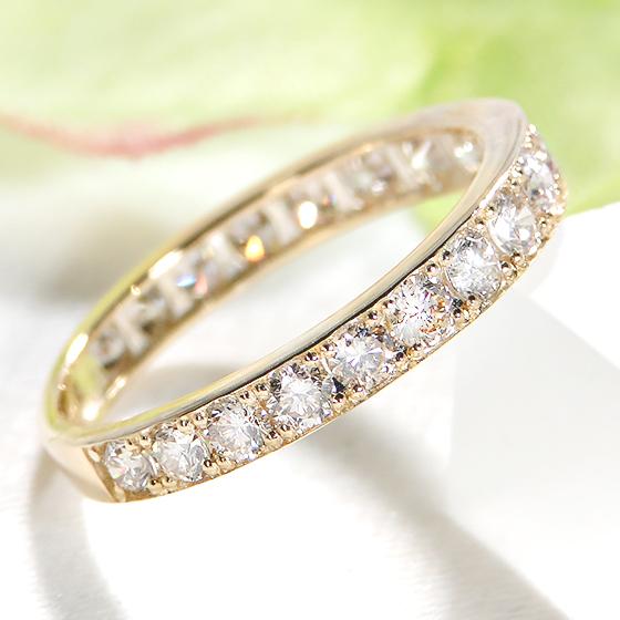 K18YG ダイヤモンド エタニティ リング 1.0ct K18 18金 ゴールド イエローゴールド 指輪 ダイヤ エタニティ ハーフエタ ジュエリー レディース ダイヤ ALH-0262の画像