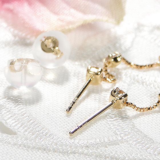 K18YG ダイヤモンド ライン ピアス 0.2ct 送料無料18金 K18 ゴールド