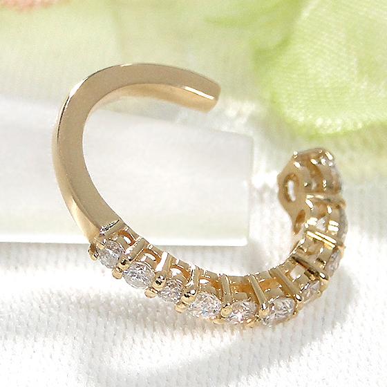 K18YG 0.30ct ダイヤモンド イヤーカフ 片耳用 送料無料 痛くない 挟むだけ 人気 ダイア ダイヤ 片耳 K18 ゴールド 18金 簡単着脱 ノンホール イヤカフ ALH-0326_3