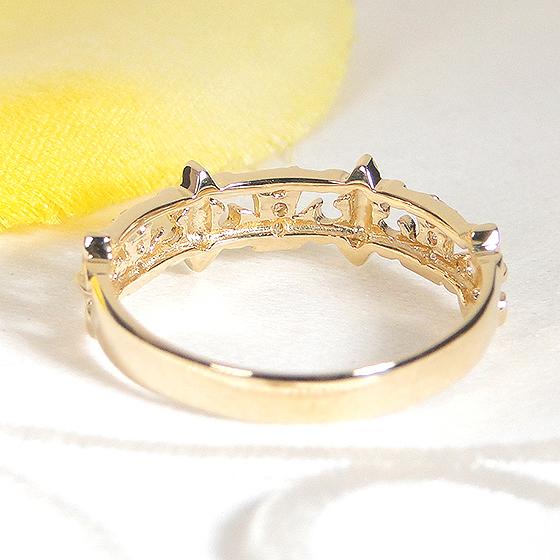 K18YG  0.07ct ダイヤモンド メンズ ピンキー リング 送料無料 指輪 18金 18K イエローゴールド 百合の紋章 人気 ダイヤ ダイア ジュエリー ペア ALH-0370の画像