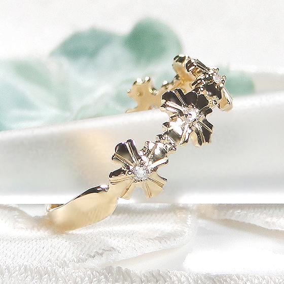 K18YG 0.05ct ダイヤモンド メンズ ピンキー リング 送料無料 指輪 18金 18K イエローゴールド 十字架 クロス 人気 ダイヤ ダイア ジュエリー ペア ALH-0371の画像