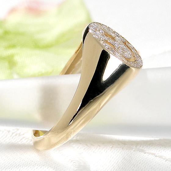 K18YG 0.25ct スマイル ダイヤモンド リング 送料無料 指輪 18金 K18 18K ゴールド パヴェ ニコちゃん イエローゴールド smile スマイリー 人気 可愛い ALH-0418の画像