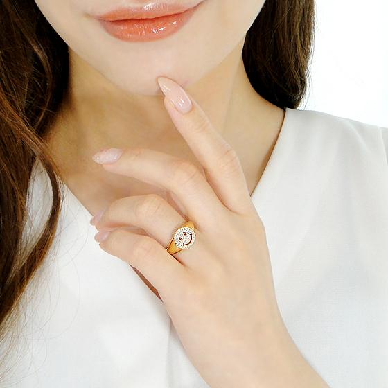 K18YG 0.25ct スマイル ダイヤモンド リング 送料無料 指輪 18金 K18 18K ゴールド パヴェ ニコちゃん イエローゴールド smile スマイリー 人気 可愛い ALH-0418の画像