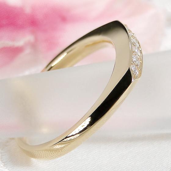K18YG ダイヤモンド ユニセックス メンズ ピンキー リング 0.10ct 送料無料 K18 イエロー ゴールド 18金 ペア 男女兼用 小指 男性 父の日 指輪 人気 ALH-0435の画像