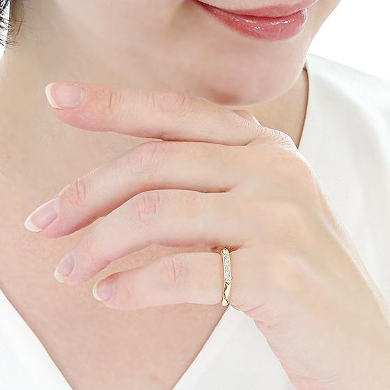 K18YG ダイヤモンド ユニセックス メンズ ピンキー リング 0.10ct 送料無料 K18 イエロー ゴールド 18金 ペア 男女兼用 小指 男性 父の日 指輪 人気 ALH-0435の画像