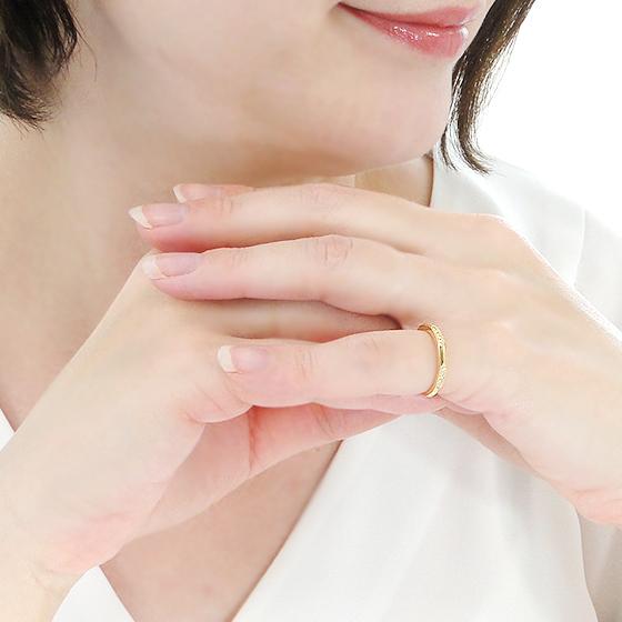 K18YG ダイヤモンド ユニセックス メンズ ピンキー リング 0.10ct 送料無料 K18 イエローゴールド 18金 ペア 男女兼用 小指 男性 父の日 指輪 ミル打ち ALH-0436の画像
