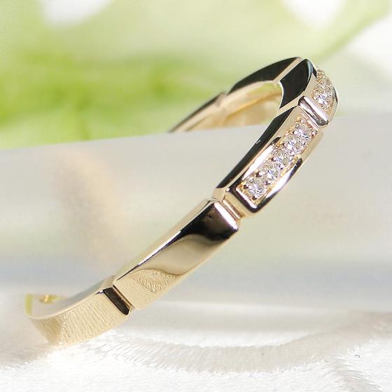 K18YG ダイヤモンド ユニセックス メンズ ピンキー リング 0.08ct 送料無料 K18 イエロー ゴールド 18金 ペア 男女兼用 小指 男性 父の日 指輪 人気 ALH-0437の画像