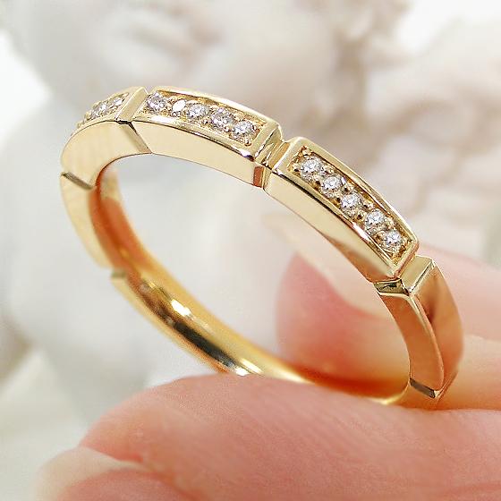 K18YG ダイヤモンド ユニセックス メンズ ピンキー リング 0.08ct 送料無料 K18 イエロー ゴールド 18金 ペア 男女兼用 小指 男性 父の日 指輪 人気 ALH-0437の画像