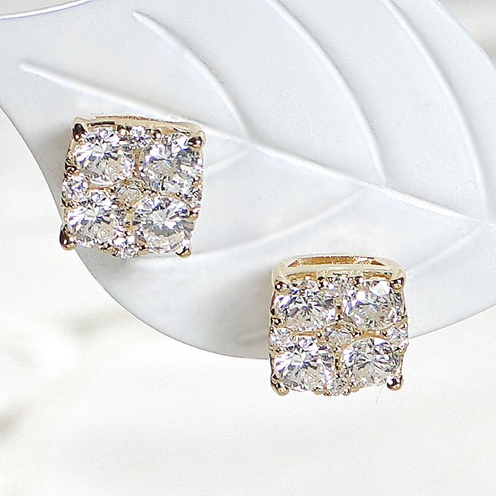 K18YG 0.7ct ダイヤモンド ピアス 送料無料 18金 イエローゴールド オシャレ スクエア 四角 シンプル 華やか ゴールド 人気 ダイア ダイヤ ゴールド ALH-0441の画像