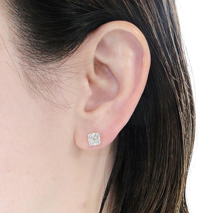 K18YG 0.7ct ダイヤモンド ピアス 送料無料 18金 イエローゴールド オシャレ スクエア 四角 シンプル 華やか ゴールド 人気 ダイア ダイヤ ゴールド ALH-0441の画像