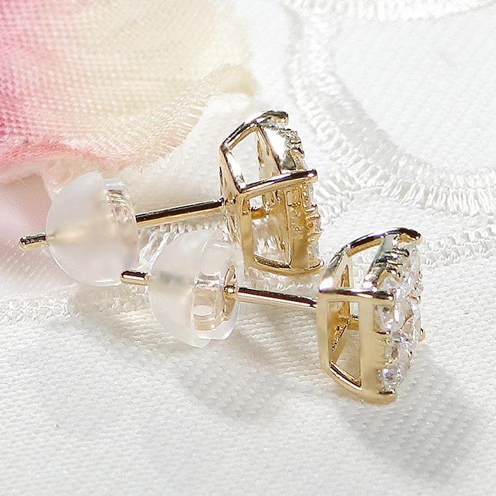 K18YG 0.7ct ダイヤモンド ピアス 送料無料 18金 イエローゴールド オシャレ スクエア 四角 シンプル 華やか ゴールド 人気 ダイア ダイヤ ゴールド ALH-0441の画像