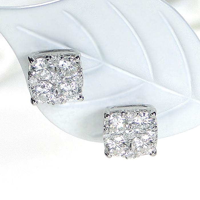 Pt900 0.7ct ダイヤモンド ピアス 送料無料 プラチナ PT オシャレ スクエア 四角 シンプル 華やか 豪華 0.7カラット 人気 ダイア ダイヤ ダイヤピアス ALH-0442の画像