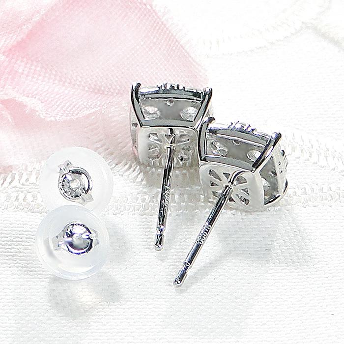 Pt900 0.7ct ダイヤモンド ピアス 送料無料 プラチナ PT オシャレ スクエア 四角 シンプル 華やか 豪華 0.7カラット 人気 ダイア ダイヤ ダイヤピアス ALH-0442の画像