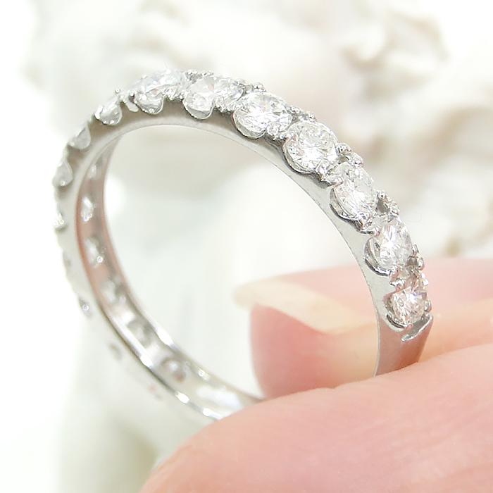 Pt900 ダイヤモンド エタニティ リング 1.0ct 送料無料 1カラット プラチナ 指輪 ダイヤ エタニティ ハーフエタ レディース ダイヤ ダイア シンプル ALH-0453の画像