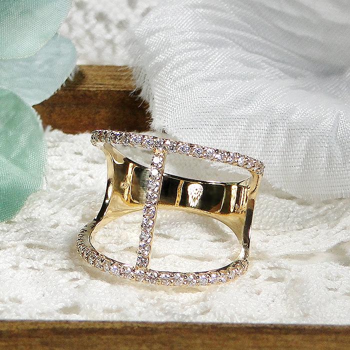 K18YG 0.4ct ダイヤモンド リング 送料無料 指輪 18金 K18 ゴールド 豪華 大ぶり 幅広 上品 0.4カラット インパクトギフト プレゼント エアリー ALH-0479の画像