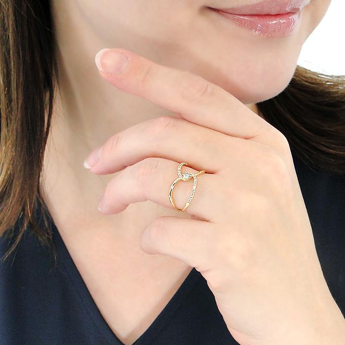 K18YG ダイヤモンド リング 0.30ct 送料無料 18金 K18 ゴールド ジュエリー イエローゴールド ダイヤ オシャレ 幅広 クロス 透け感 交差 指輪 大きめ ALH-0480の画像
