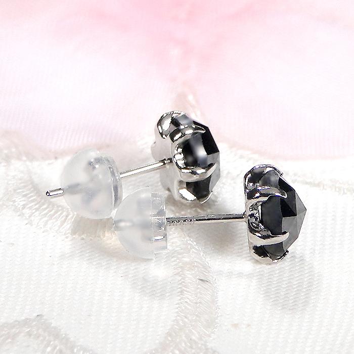 Pt900 2.0ct 一粒 ブラック ダイヤモンド ピアス 送料無料 プラチナ PT ダイヤ 一粒 1粒 六本爪  男女兼用 メンズ レディース ジュエリー 1.0ct 2.0ct ALH-0490の画像