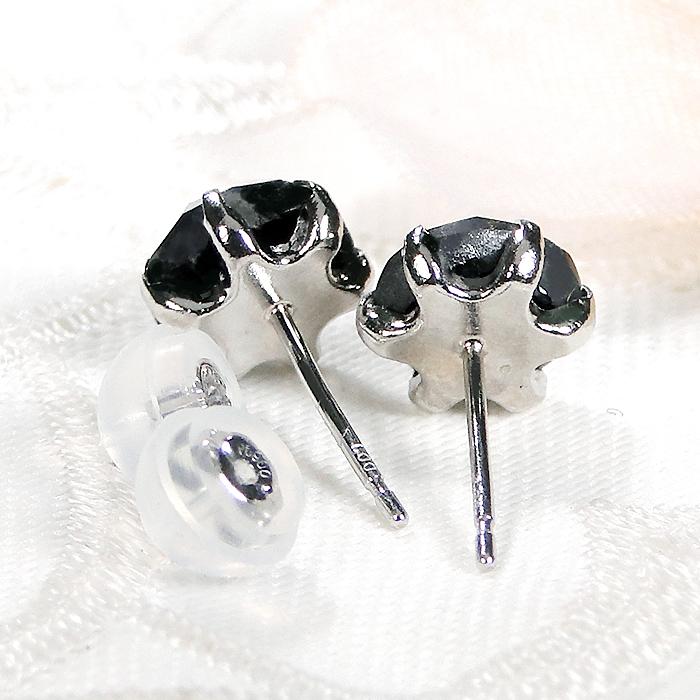 Pt900 2.0ct 一粒 ブラック ダイヤモンド ピアス 送料無料 プラチナ PT ダイヤ 一粒 1粒 六本爪  男女兼用 メンズ レディース ジュエリー 1.0ct 2.0ct ALH-0490の画像