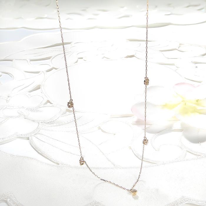 K18YG 0.30ct ダイヤモンド ステーション ネックレス 送料無料 K18 18金 YG ゴールド ペンダント 人気 ダイヤ ステーション ジュエリー 0.3カラット ALH-0496の画像