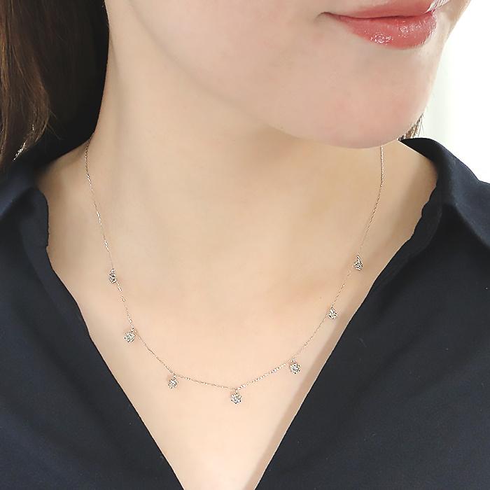 Pt9001.0ct ダイヤモンド ステーション ネックレス 送料無料 プラチナ PT ダイヤネックレス ダイヤ ステーション ペンダント ジュエリー 1カラット ALH-0497の画像