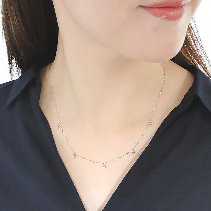 Pt900 0.30ct ダイヤモンド ステーション ネックレス 送料無料 プラチナ PT ステーション ペンダント レディース ジュエリー 人気 可愛い プレゼント ALH-0498の画像