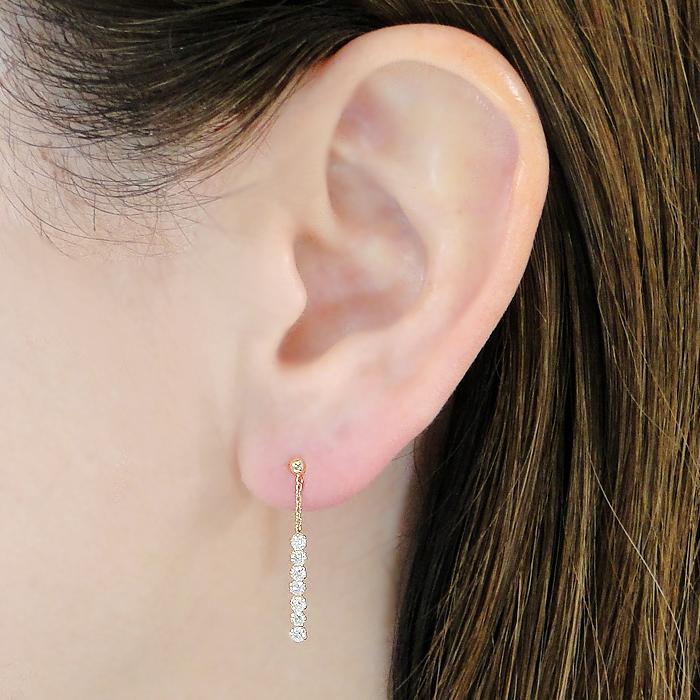 K18YG ダイヤモンド ピアス 0.50ct 送料無料 18金 K18 ゴールド ゴールドピアス 上品 ダイヤモンド スタッド 綺麗 揺れる ライン 縦ライン 0.5カラット ALH-0507の画像