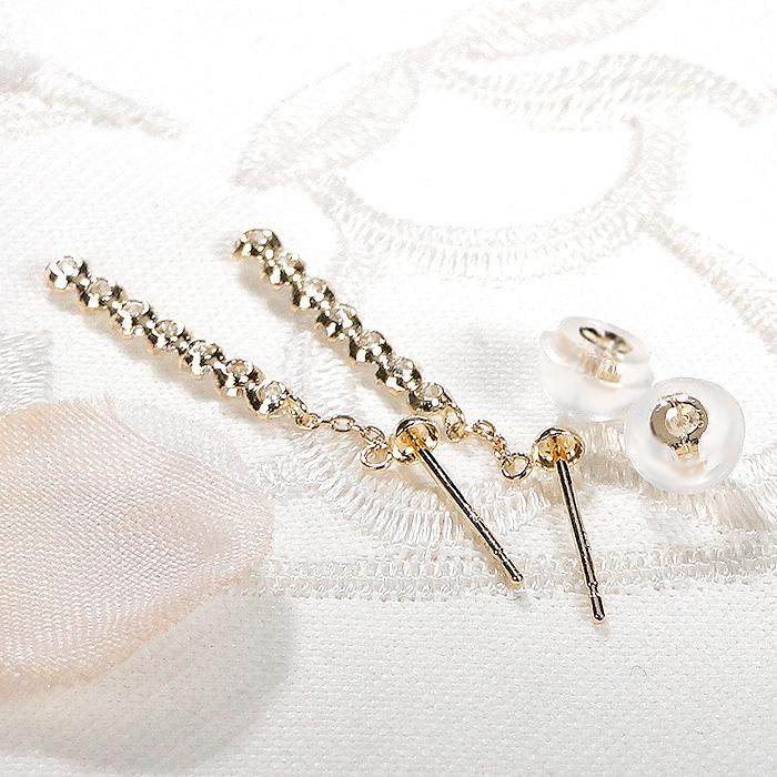 K18YG ダイヤモンド ピアス 0.50ct 送料無料 18金 K18 ゴールド ゴールドピアス 上品 ダイヤモンド スタッド 綺麗 揺れる ライン 縦ライン 0.5カラット ALH-0507の画像