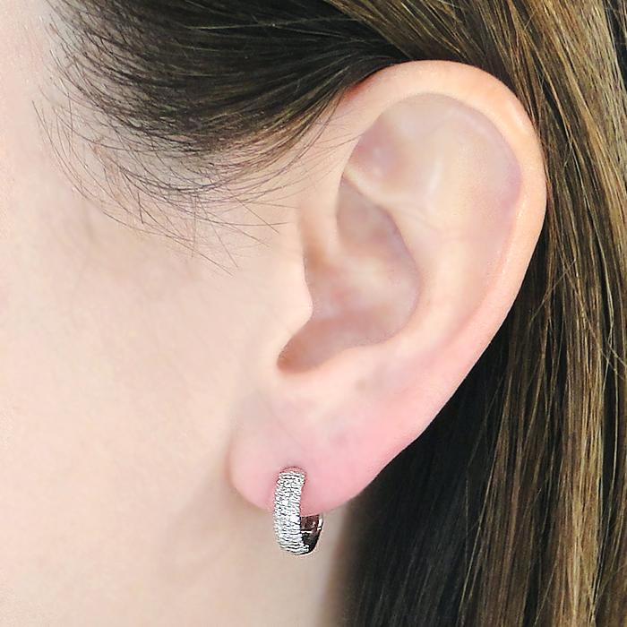 Pt900 ダイヤモンド パヴェ 0.5ct 中折れ フープ ピアス 送料無料 PT プラチナ 簡単装着 キャッチレス プレゼント 定番 0.5カラット パヴェ pave ALH-0512の画像