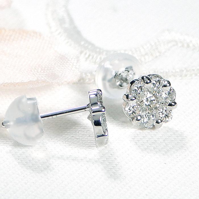 PT900 0.50ct ダイヤモンド ピアス 送料無料 プラチナ PT ダイヤ ダイア 上品 女性 スタッドピアス 可愛い 人気 0.5ct 花 フラワー 0.5カラット ALH-0539の画像