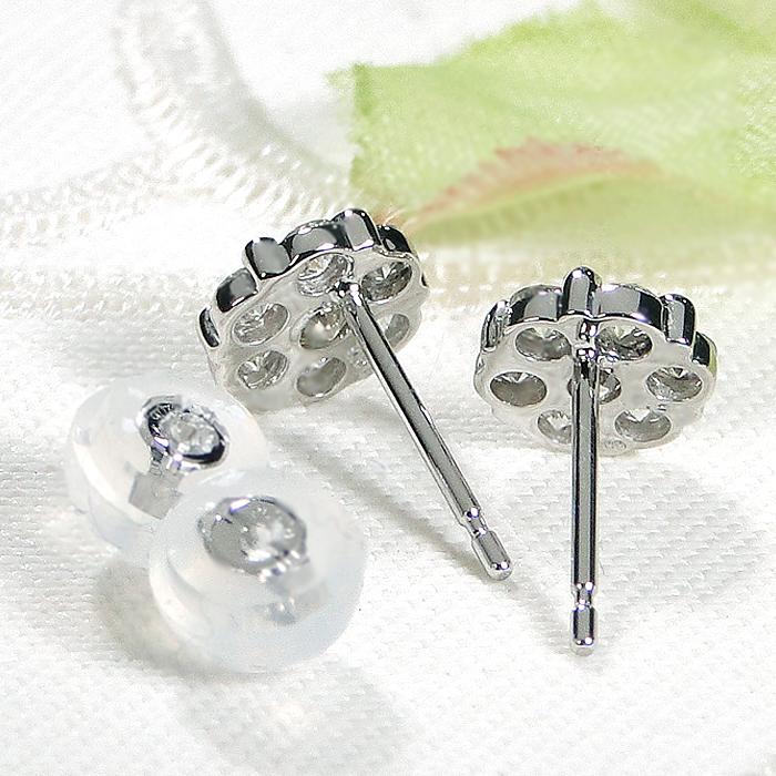 PT900 0.50ct ダイヤモンド ピアス 送料無料 プラチナ PT ダイヤ ダイア 上品 女性 スタッドピアス 可愛い 人気 0.5ct 花 フラワー 0.5カラット ALH-0539の画像