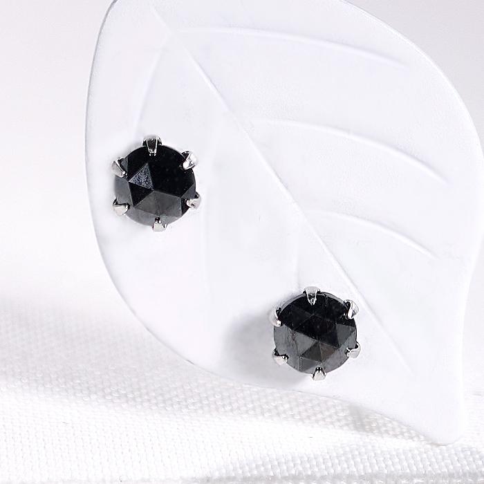 男女兼用 Pt900 0.6ct 一粒 ブラックダイヤモンド ピアス 送料無料 プラチナ PT ダイヤ 一粒 1粒 六本爪 漆黒 メンズ レディース ジュエリー 0.5ct ALH-0569の画像